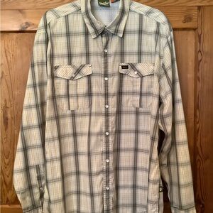 Howler Brothers Plaid Casual Button Down Shirt - Gray and Cream